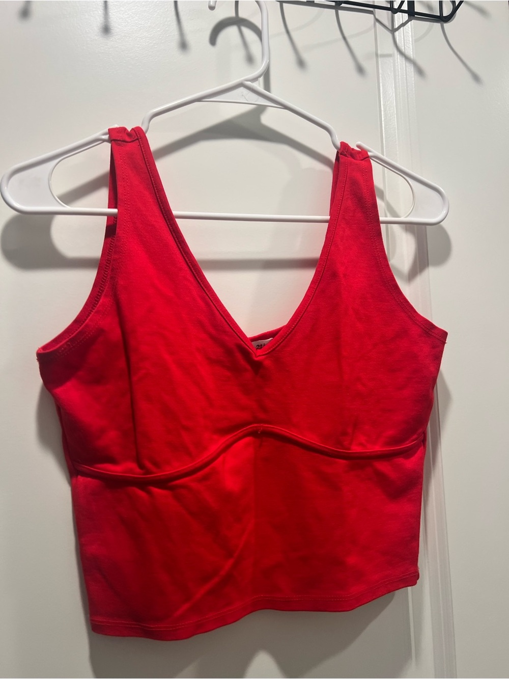 Red V-Neck Crop Tank Top